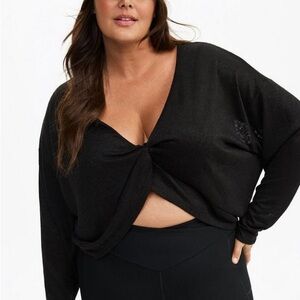 Torrid Black Long Sleeve Twist Front Top